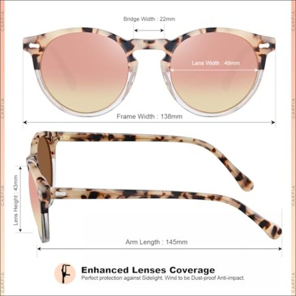 Acetate Polarized Sunglasses UV Protection Retro Round Frame main image 3